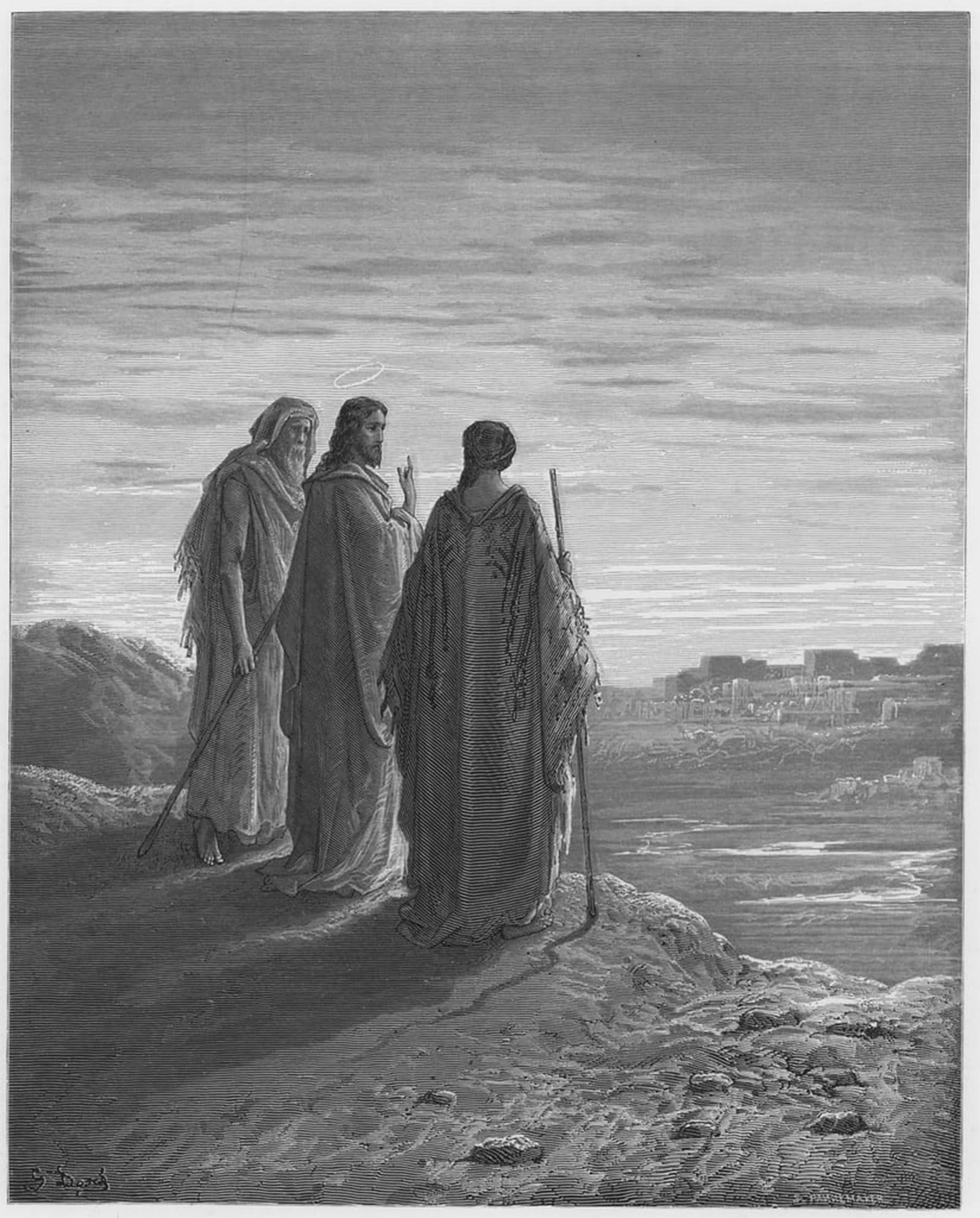 POSTERIIk Famous Modern Artwork Art Mural Bible Jesus and the Disciples Going to Emmaus by Gustave Dore Oil Paintings Pictures for Home Decor 60x90cm