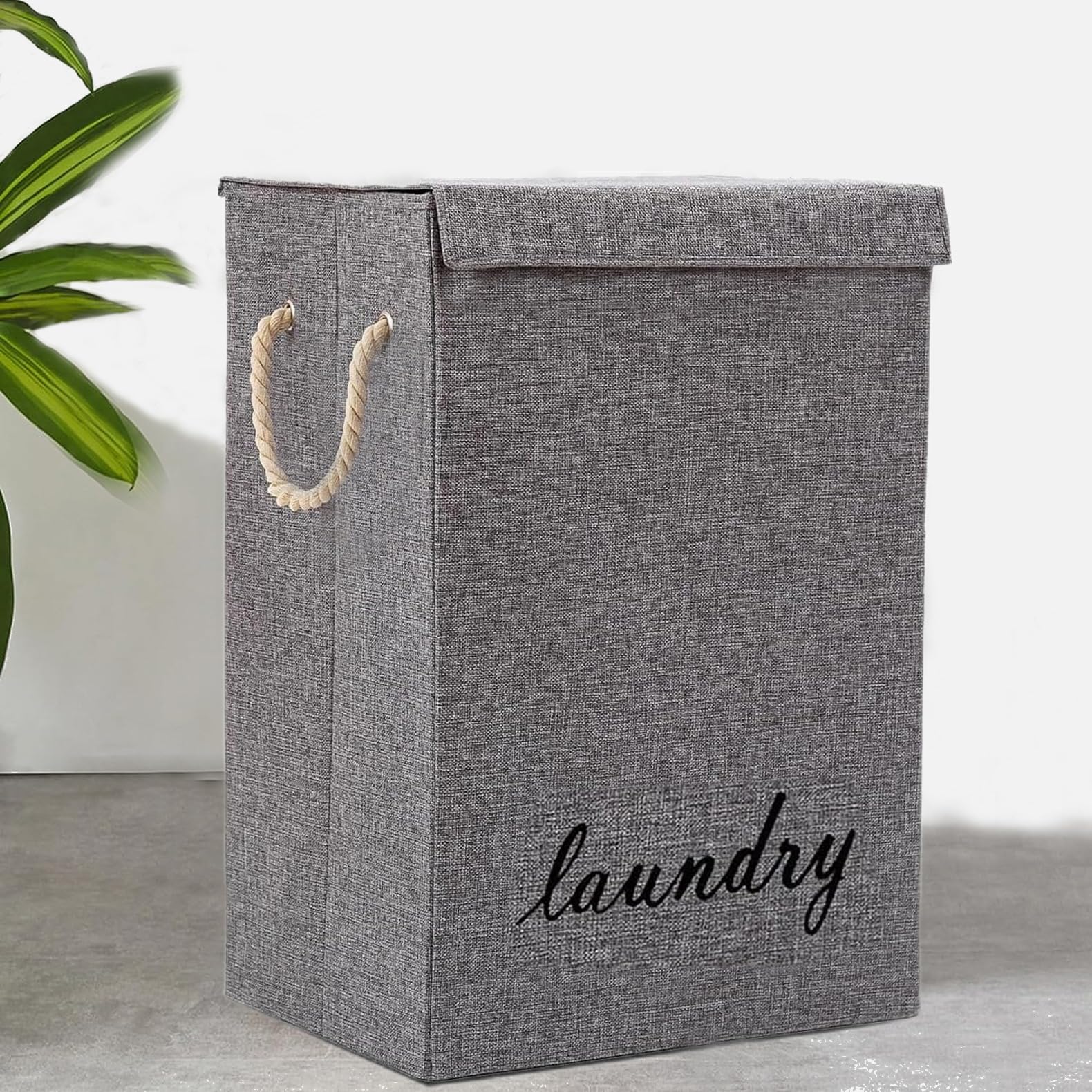 Laundry Basket Dirty Washing Clothes Storage Folding Bin Bag Hamper With Lid (Style 3, Grey)-image-41