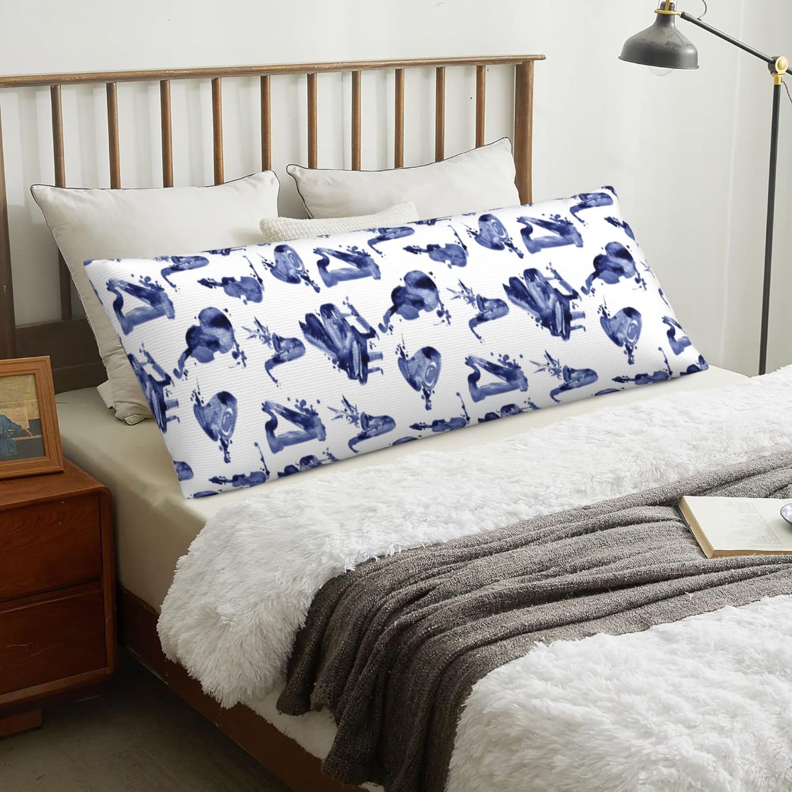 Blues Saxophone Piano Cello Bass, Body Pillow Cover with Zipper,Long Body Pillowcase 20 x 60 in