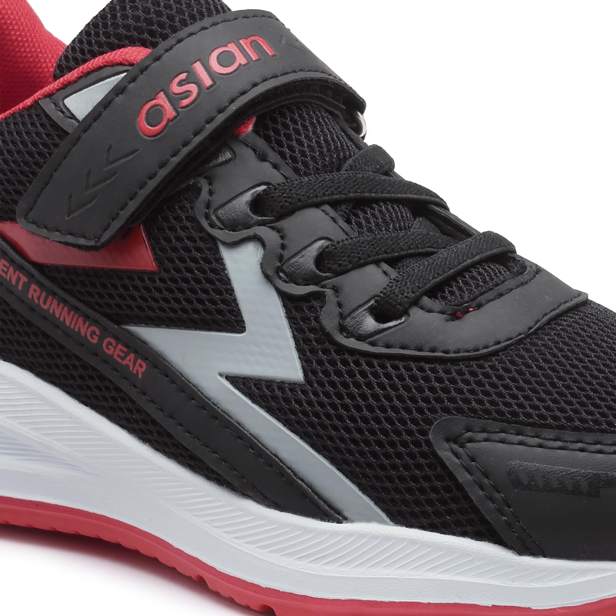 ASIAN Boy's VAYU-09 Sport Running & Walking Shoes with Lightweight mesh Upper Eva Sole Casual Lace-Up Shoes for Kid's & Boy's Black Red,UK 4 2