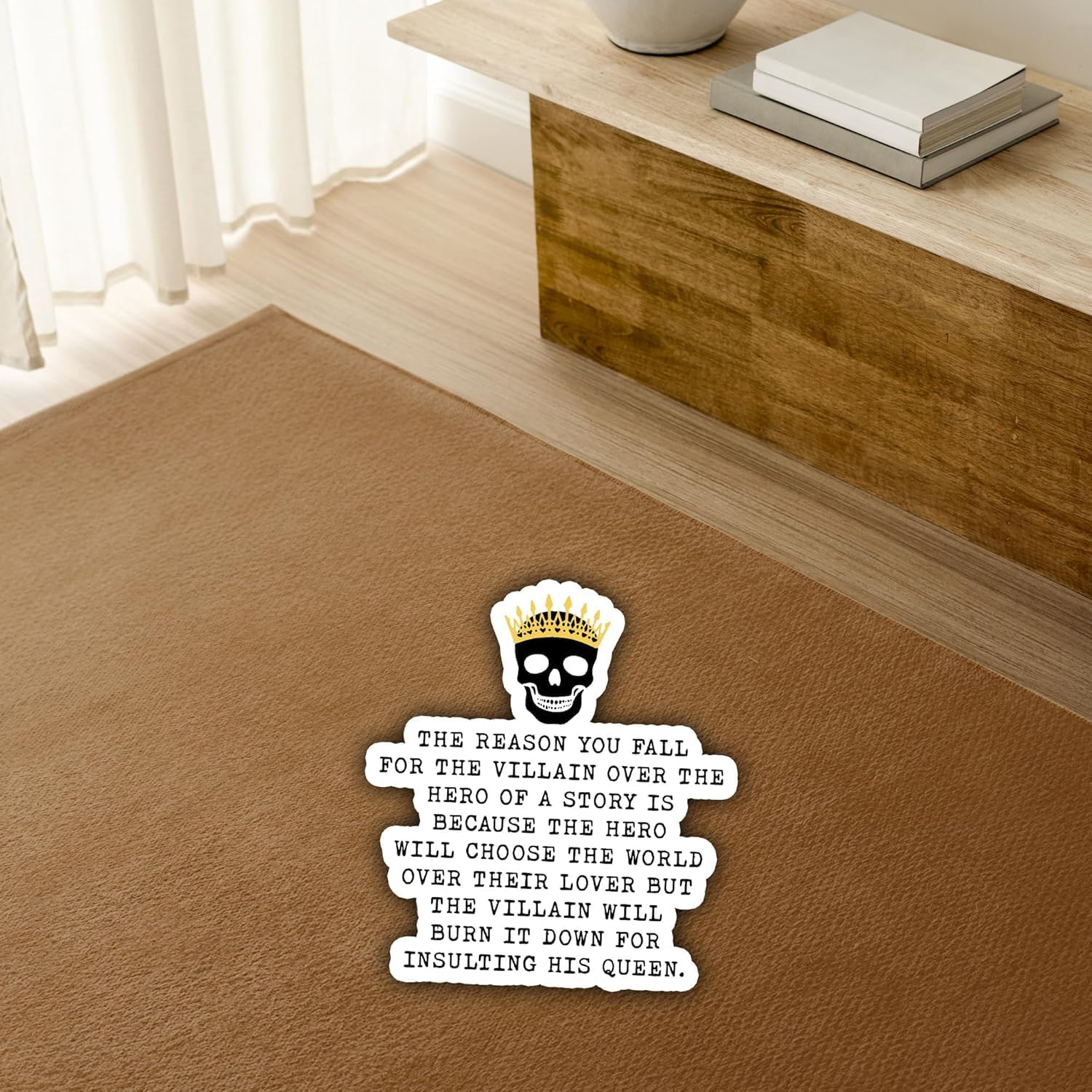 The Villain Quote Funny Sticker - Waterproof Vinyl Decal for Book Lovers, Readers, Laptop, Kindle, Water Bottle, Hard Hat, Helmet (10pc 3in)