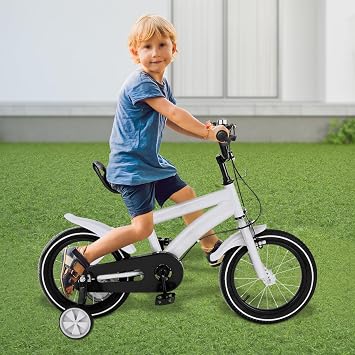 GDSKR 14 Inch Children's Bicycle, with Training Wheel Stabilisers, Girls Boys Outdoor Cycling Bicycle,Removable Stabilisers, Carbon Steel with Adjustable Seat, for 3-6 Years Old