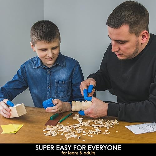 Miniatura 9 de BeaverCraft Kit de tallado de madera para principiantes DIY 05 - Kit de tallado con cuchillo de tallar madera y bloques de tilo - Manualidades para