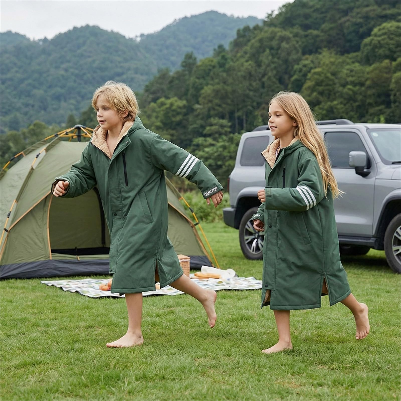 Owntop Bata Cambiadora Impermeable para Adultos y Niños - Parka de Natación de Manga Larga y Talla Grande con Forro Polar, de Secado Rápido y Abrigada | Ideal para Surf, Playa, Natación y Camping