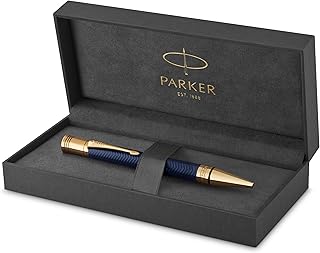 PARKER Duofold Ballpoint Pen, Prestige Blue Chevron with Medium Point Black Ink Refill (1931373) Price In India