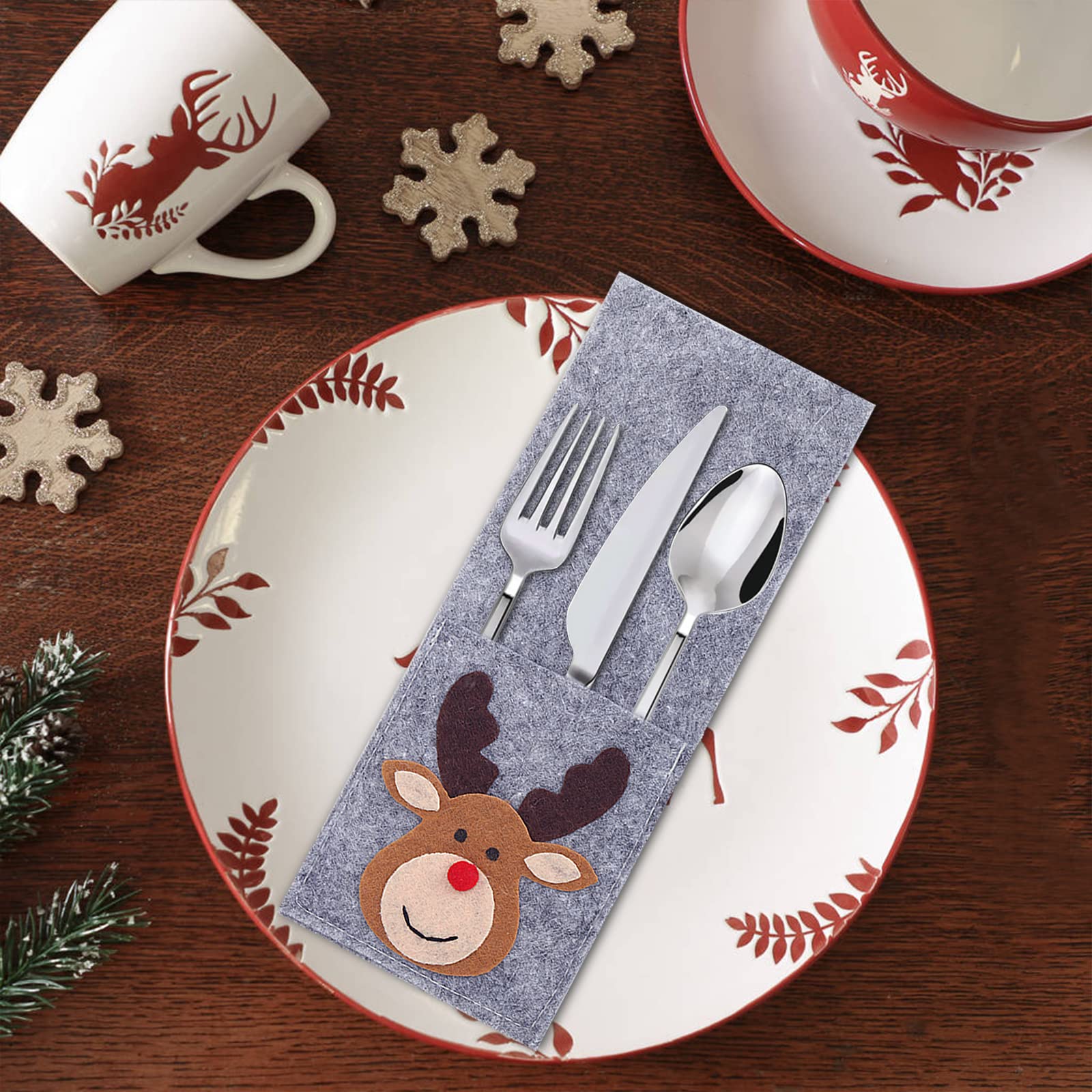 4 Pcs Porte Couverts Noel De Table Couverte Détenteur D