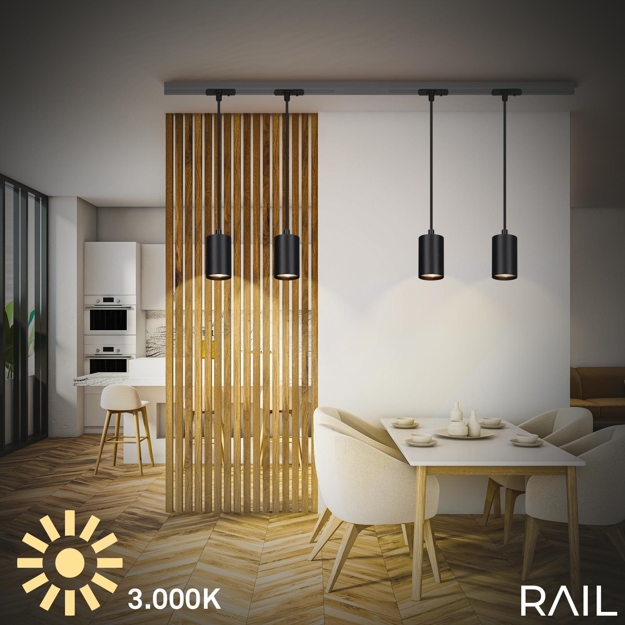 Briloner - Système de rail Rail Lampe suspendue, combinable, accessoires, Tracklight, lampe suspendue, GU10, plafonnier, plafonnier, 1410x82x55mm (LxlxD), noir (Lot de 3)