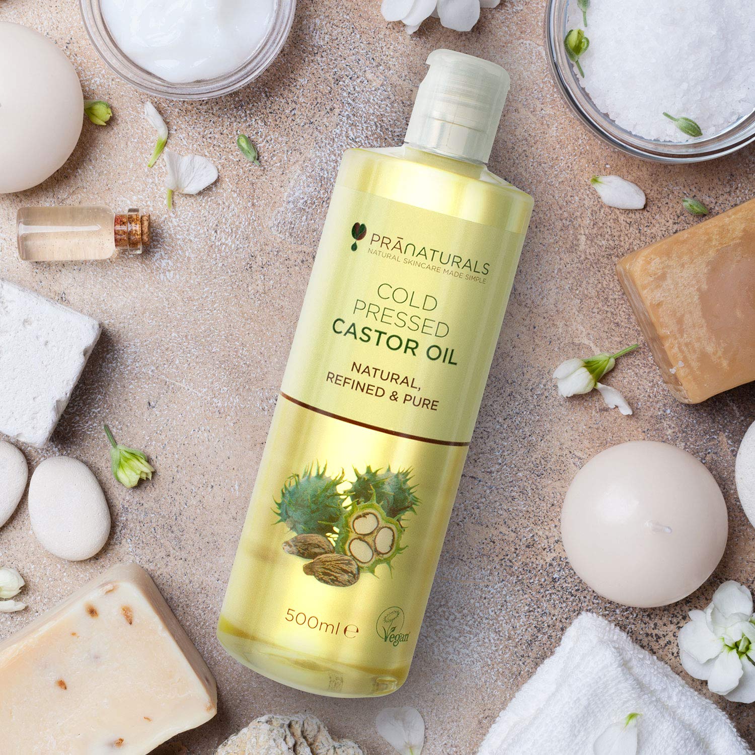 Aceite de ricino prensado en frío 500ml 100% vegano natural para crecimiento pelo pestañas piel suave omega 6 y 9