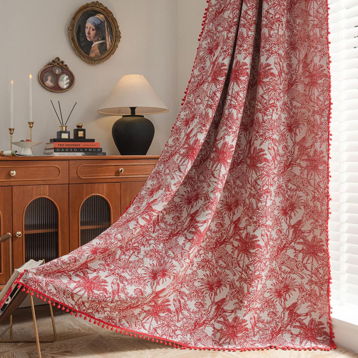 Rideau opaque en coton floral vintage 150x180cm passe-tringle salon