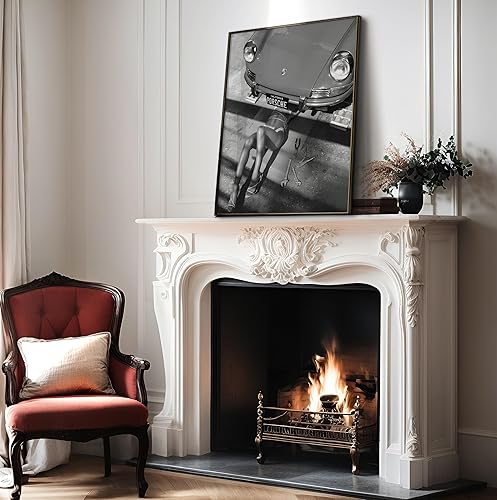 Miniatura 4 de Monem Art - Póster de mujer bajo el automóvil clásico, impresión de mecánico sexy, arte femenino, arte entusiasta del automóvil, arte en blanco y