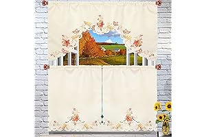 Embroidered Fall Kitchen Curtain and Valance Sets