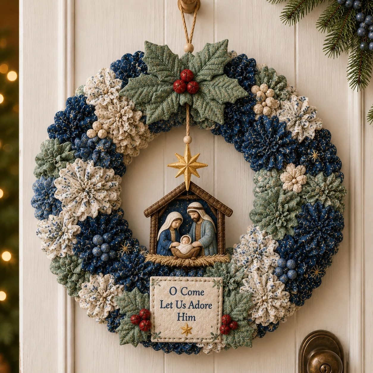 3D Fabric Poke Wreath DIY Kit, Christmas Wreath DIY Kit for Adults (D), 1 - Image 6
