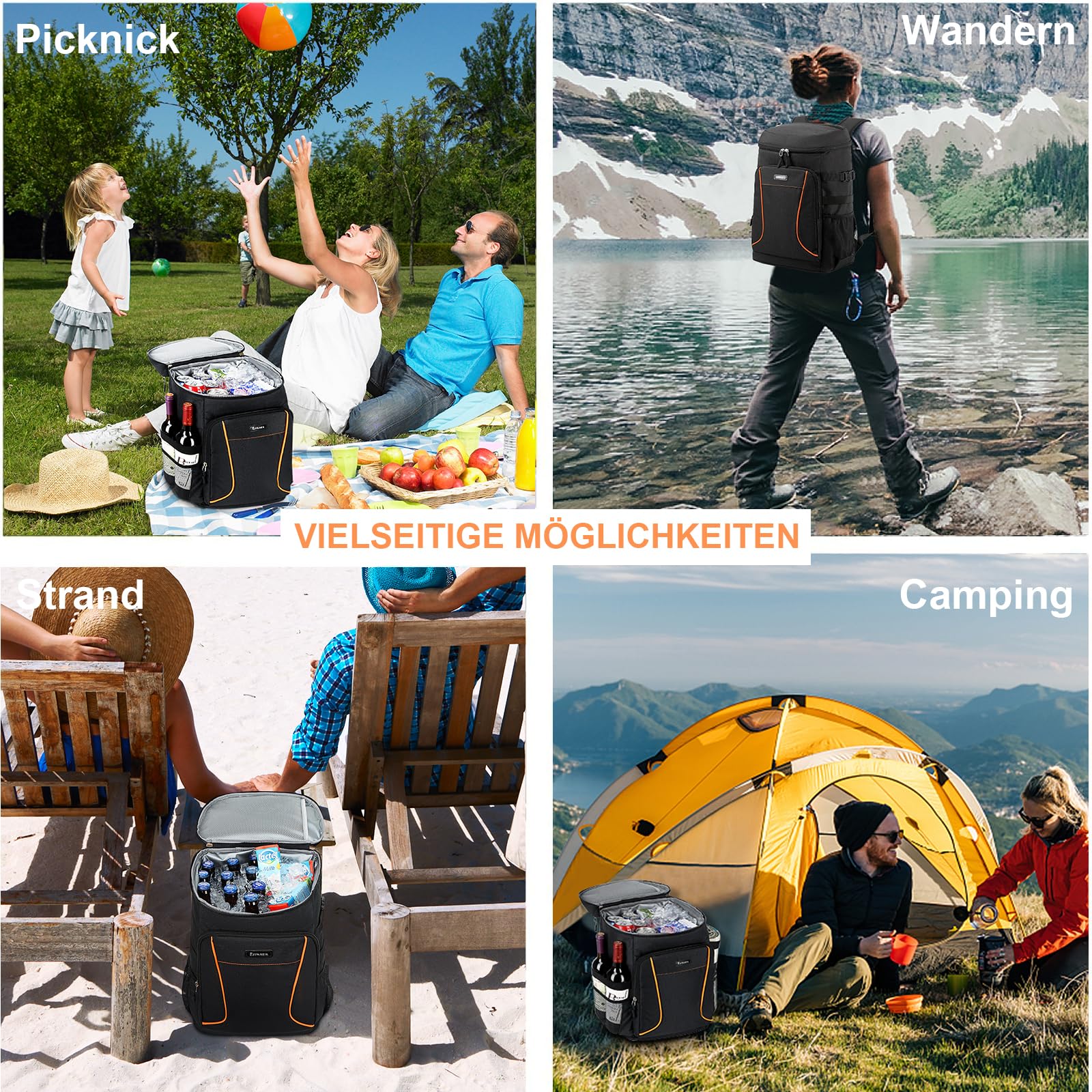 Estarer 35L Cool Bag Backpack Large Insulated Cooler Rucksack Leakproof Picninc Bag for 4 Persons,Men Women Lunch Bag for Outdoor Camping Beach