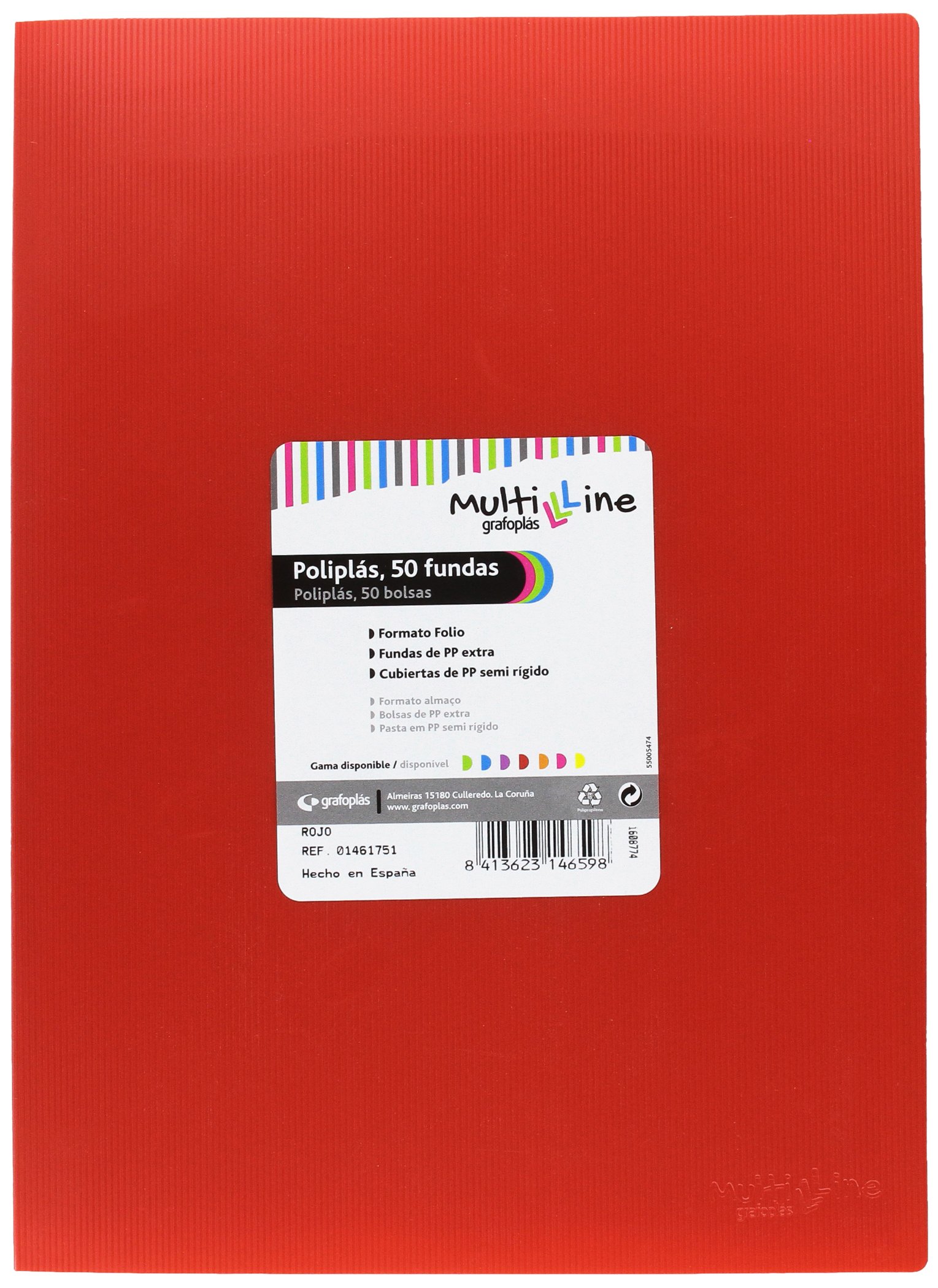 grafoplas 1461751 – 50 Sleeves, Foolscap, Tapas Folder PP, red