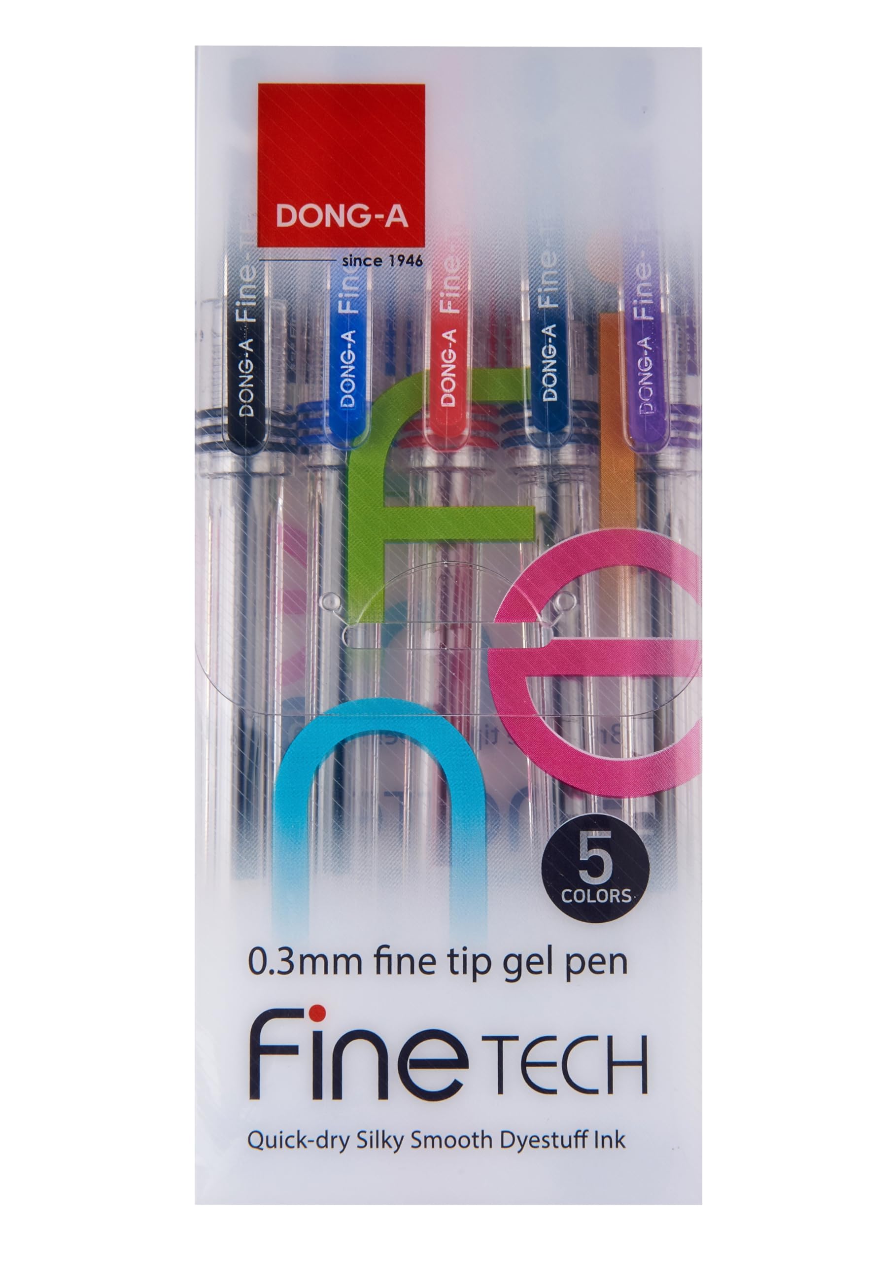 Dong-A FINE-TECH N-0.3MM 3 COLOR GEL PEN SET (Set of 5 Assorted)