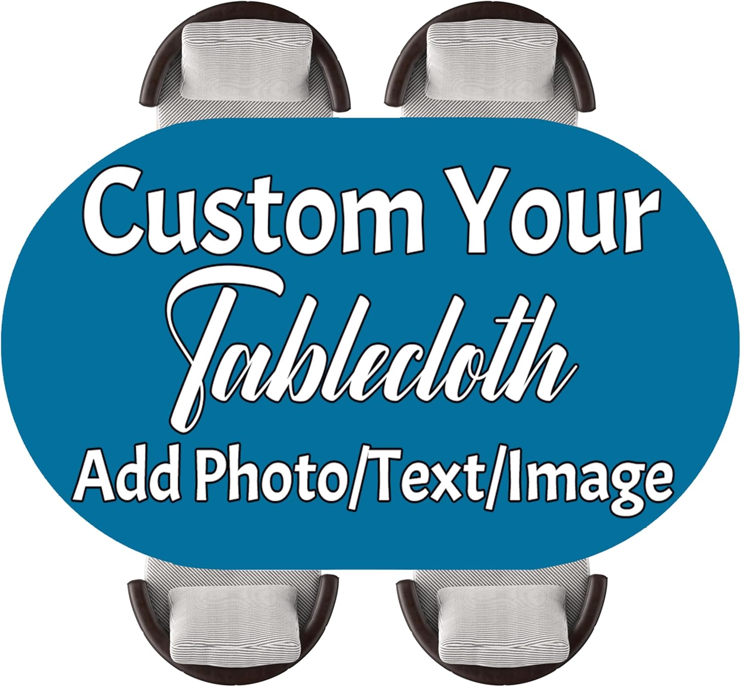 JCETUNO Custom Oval Fitted Table Cover with Elastic Customize Tablecloth Design Any Photo Text Image Personalized Washable Tablecloths for Dining Party Garden Decor, BlackA, Fits 48"x80" Oval Tables