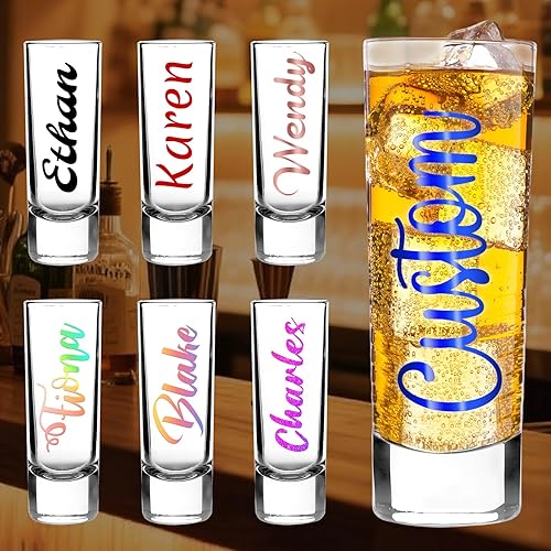 2 Pcs Custom Funny Shot Glasses Bulk Personalized Tall Shot Glasses with Text Custom Gift for Wedding Favors, Bachelorette Birthday Party Gifts,Party Favors Gifts