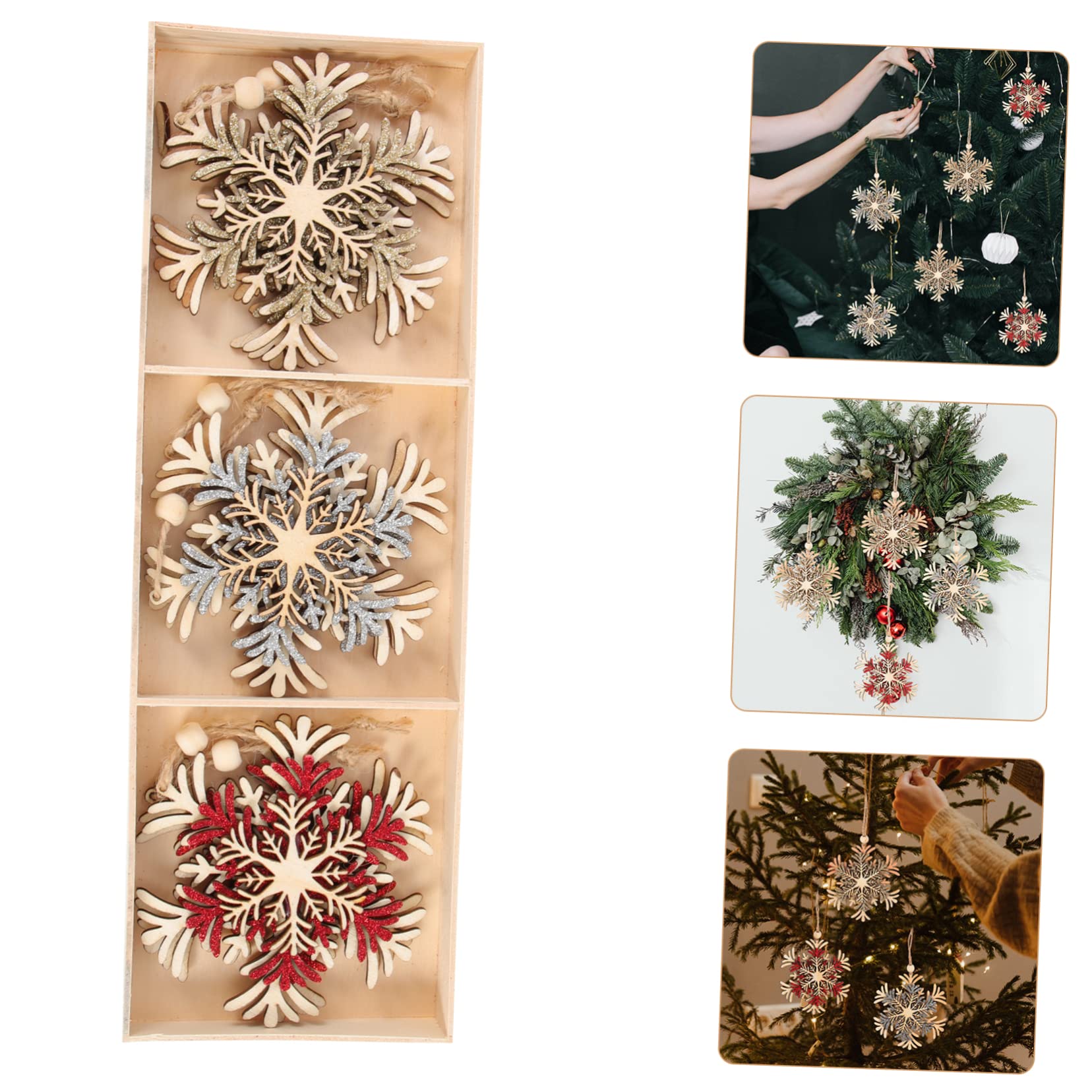 TOPBATHY 18 STK Hölzerner Weihnachtsbaum Schnee Christbaumschmuck Zum Aufhängen Weihnachtsdekoration Zum Aufhängen Weihnachtsdekoration Drinnen Weihnachtsbaum Hängende Dekoration