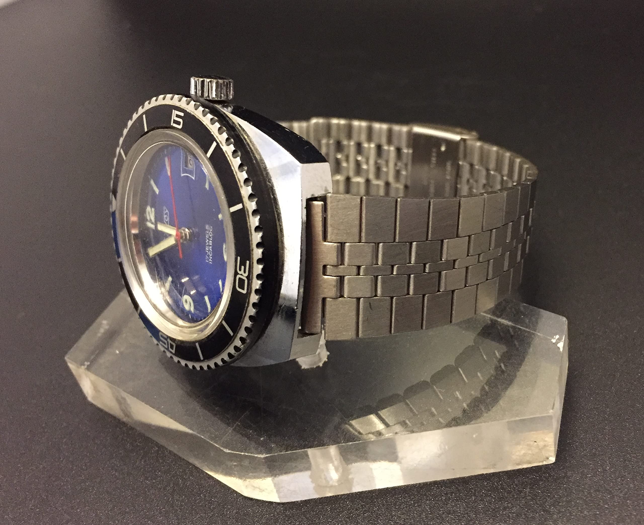 Bracelet Montre en Acier Inoxydable 18mm pour Homme Compatible avec Omega Tag Heuer New Old Stock 1960 1970 Armis Original Vintage Métallique Design Flat Link Terminal Droit Universel