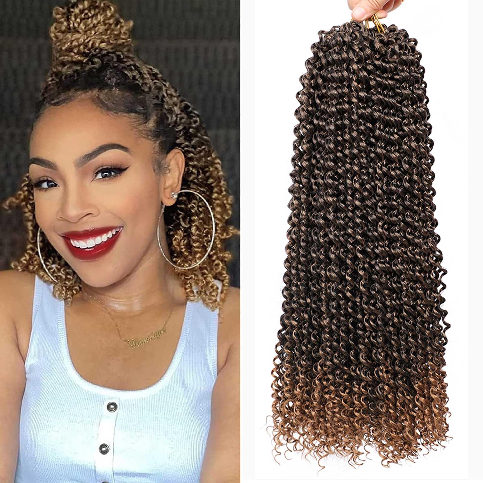Passion Twist Hair,14 Inch Passion Twist Braiding Hair,7 Packs Water Wave Crochet Hair For Wrapping Passion Twists/Butterfly Locs/Spring Twist Crochet Braids Boho Crochet Hair(14 Inch,1B/27#)