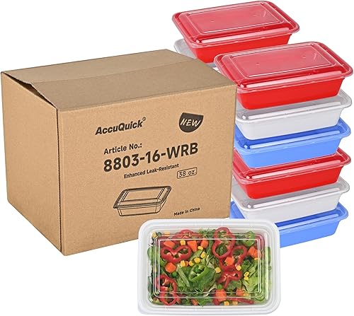 Miniatura 8 de LOKATSE HOME Contenedores de preparación de comidas, paquete de 16 unidades, 1 compartimento con tapas, almacenamiento de alimentos Bento apilables