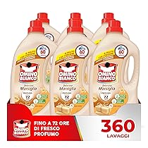 Omino Bianco – Detersivo Lavatrice Liquido, 360 Lavaggi, Rispetta Colori e Tessuti, Fresco Profumo con Essenza Cuore di Marsiglia, 2400 ml x 6 Confezioni