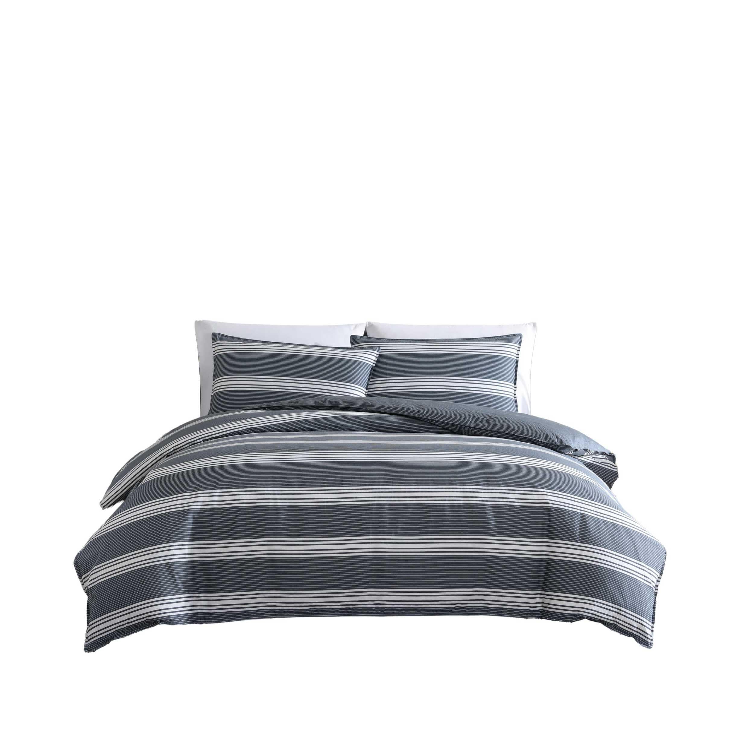 Nautica Set Piumino Matrimoniale King Size - Cotone Reversibile, 200 Fili, Con Federe, Colore Rendon Grigio/Blu, Lavabile In Lavatrice