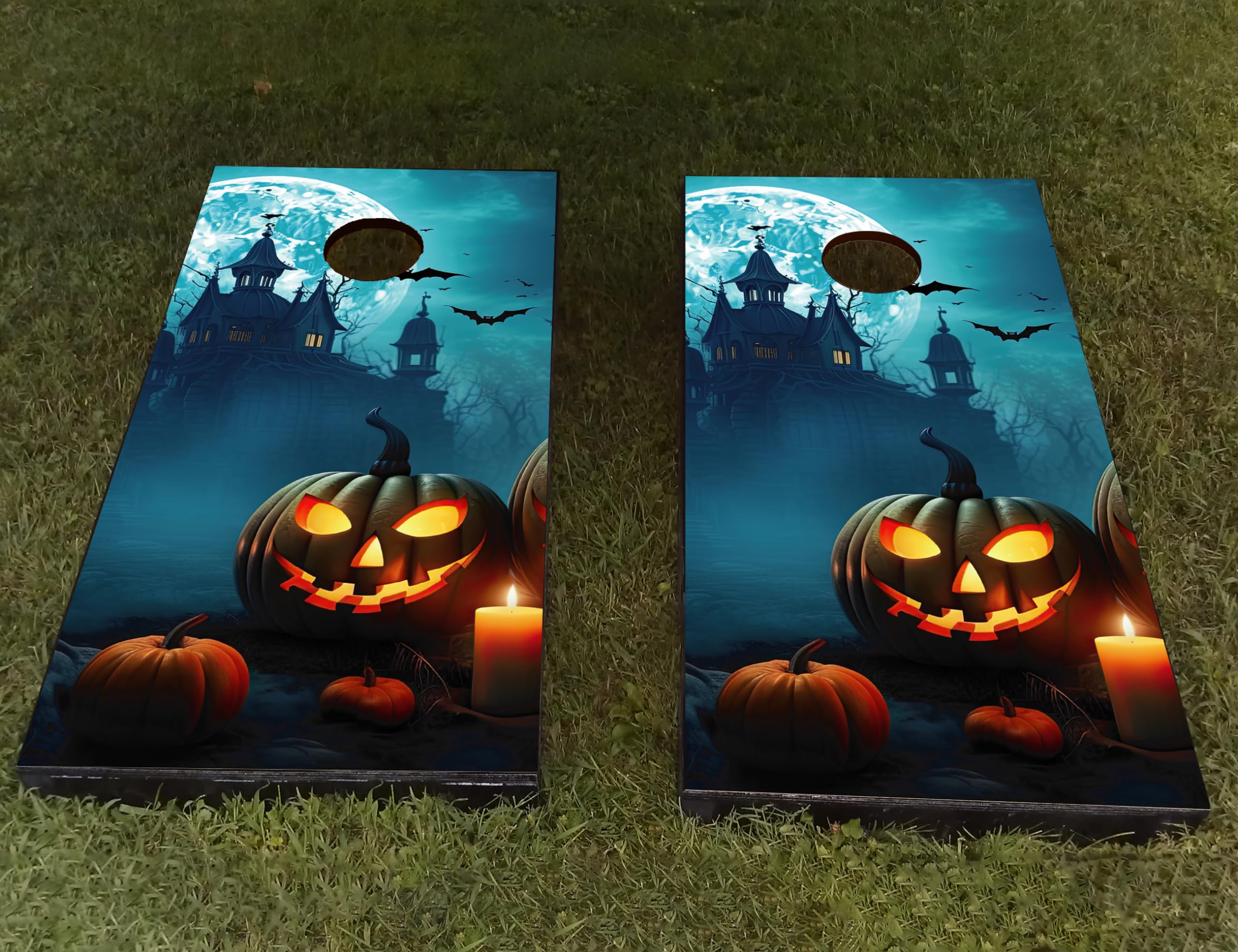 AdesiivoStudio Halloween Cornhole Wrap - Outdoor Games for Adults and Family, Home Decor, Halloween Party Decorations, Outdoor Party Games, Cornhole Accessories