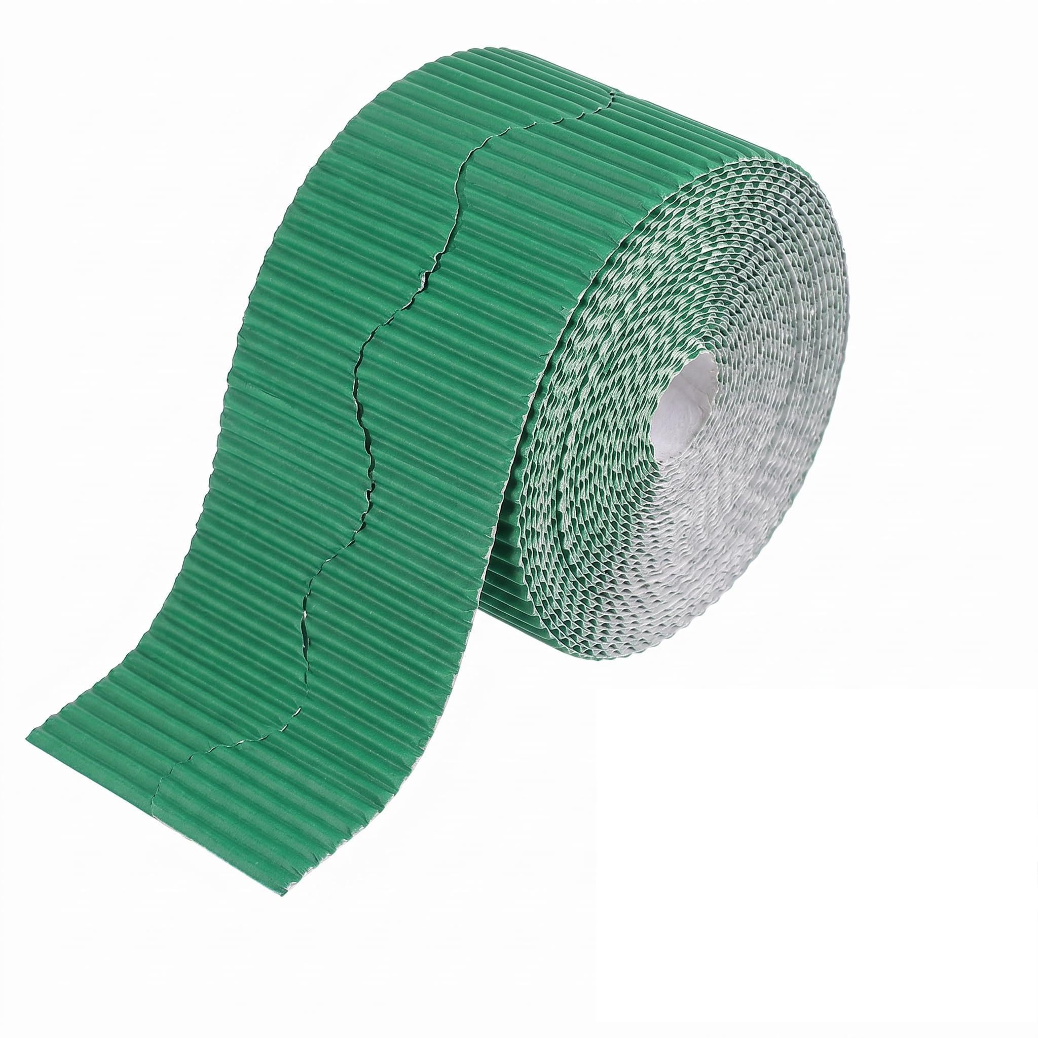 Corrugated Display Borders, 15M/Rolls Displays Border Rolls Corrugated Backing Paper, Classroom Borders Border Scalloped Bulletin Board Blackboard Display Trim (Green)