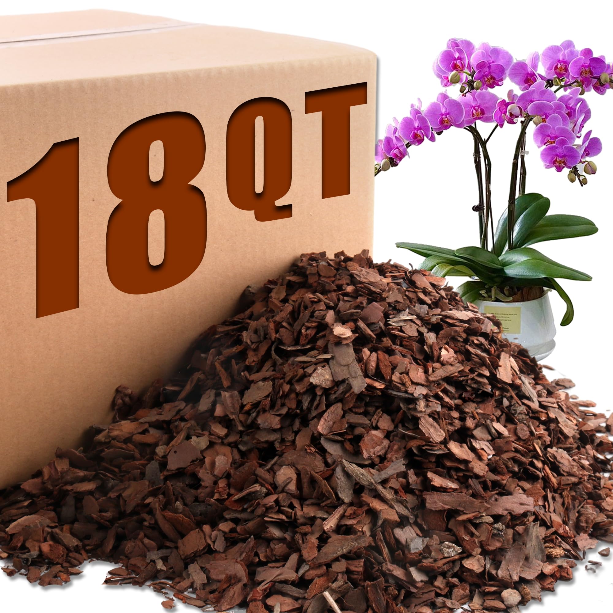AVALUTION Orchid Potting Bark-18QT Organic Orchid Bark for Plants, All Natural Pine Bark Wood Chips Orchid Bark Potting Mix for Houseplant Mulch, Help Orchid Plants Root Health Development