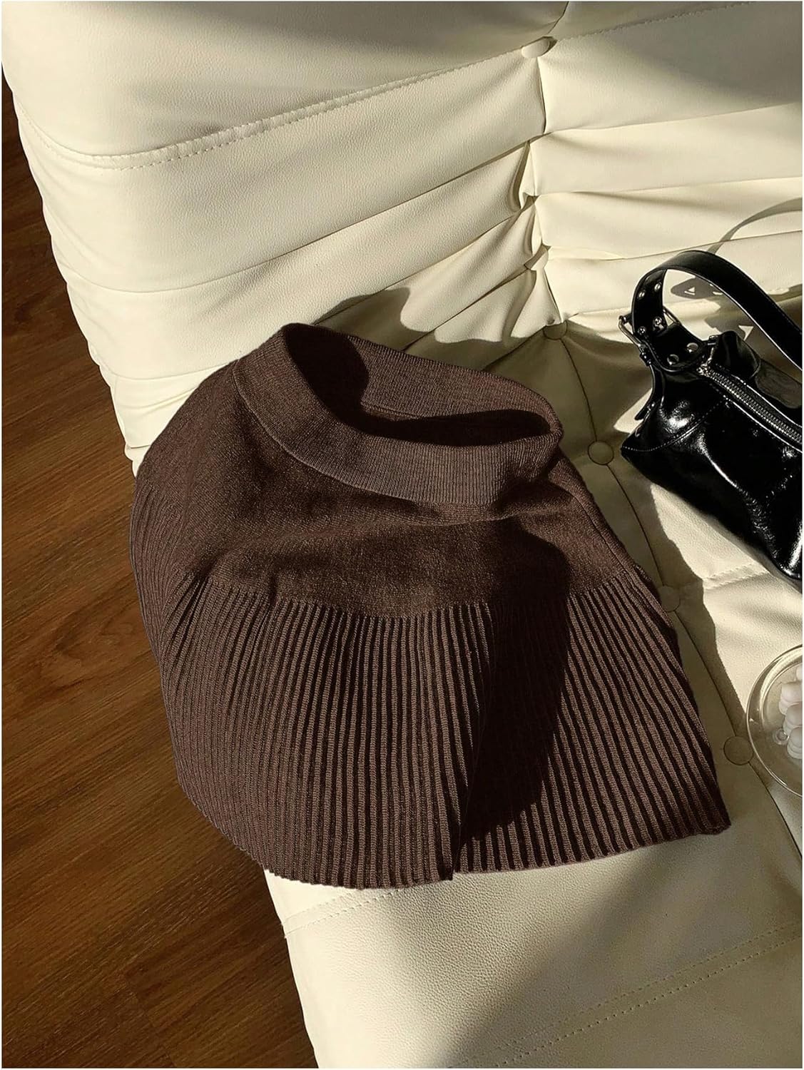 MakeMeChic Women's Pleated Knit Sweater Mini Skirt - Image 4