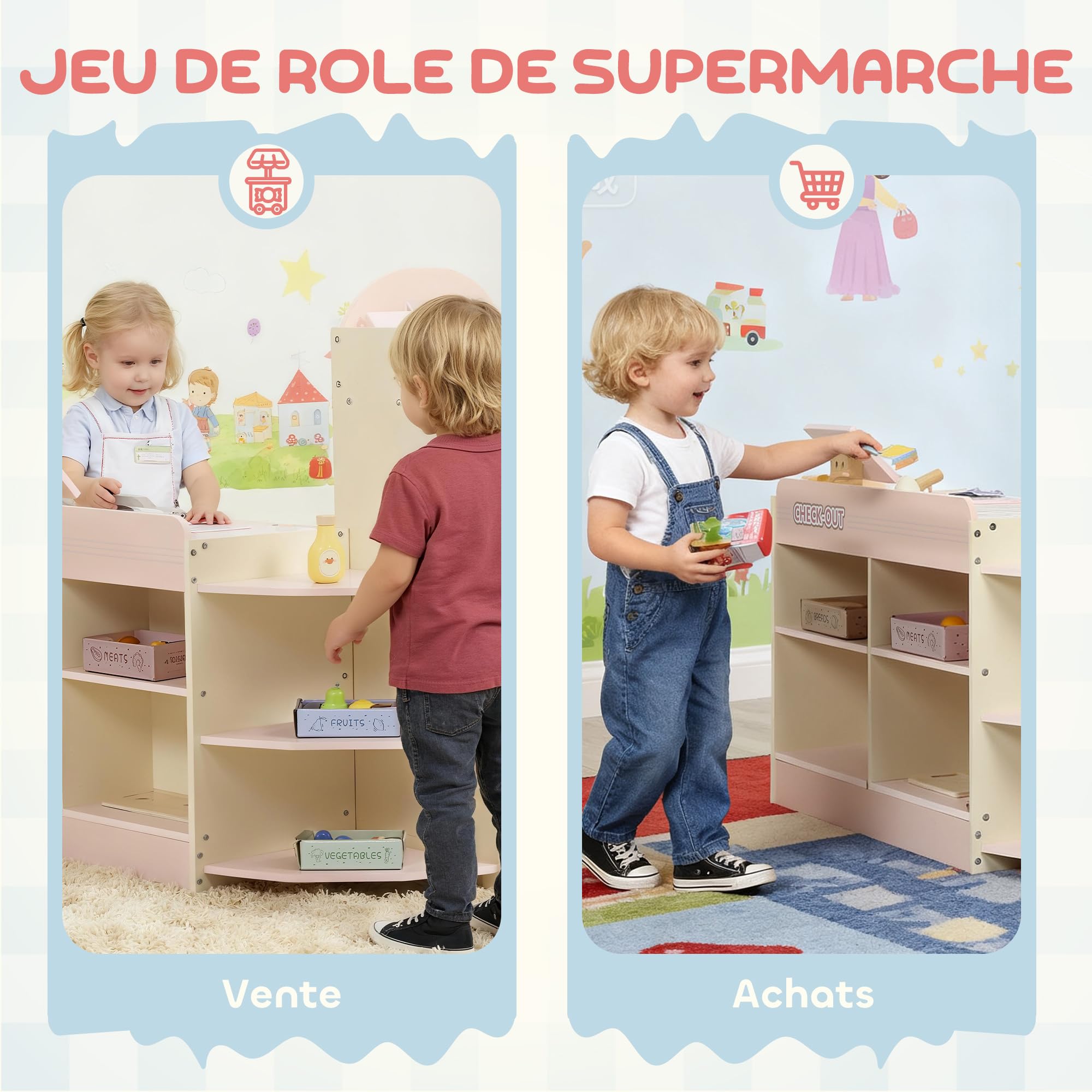 AIYAPLAY Supermercato Gioco per Bambini con registratore di Cassa 3+ Rosa