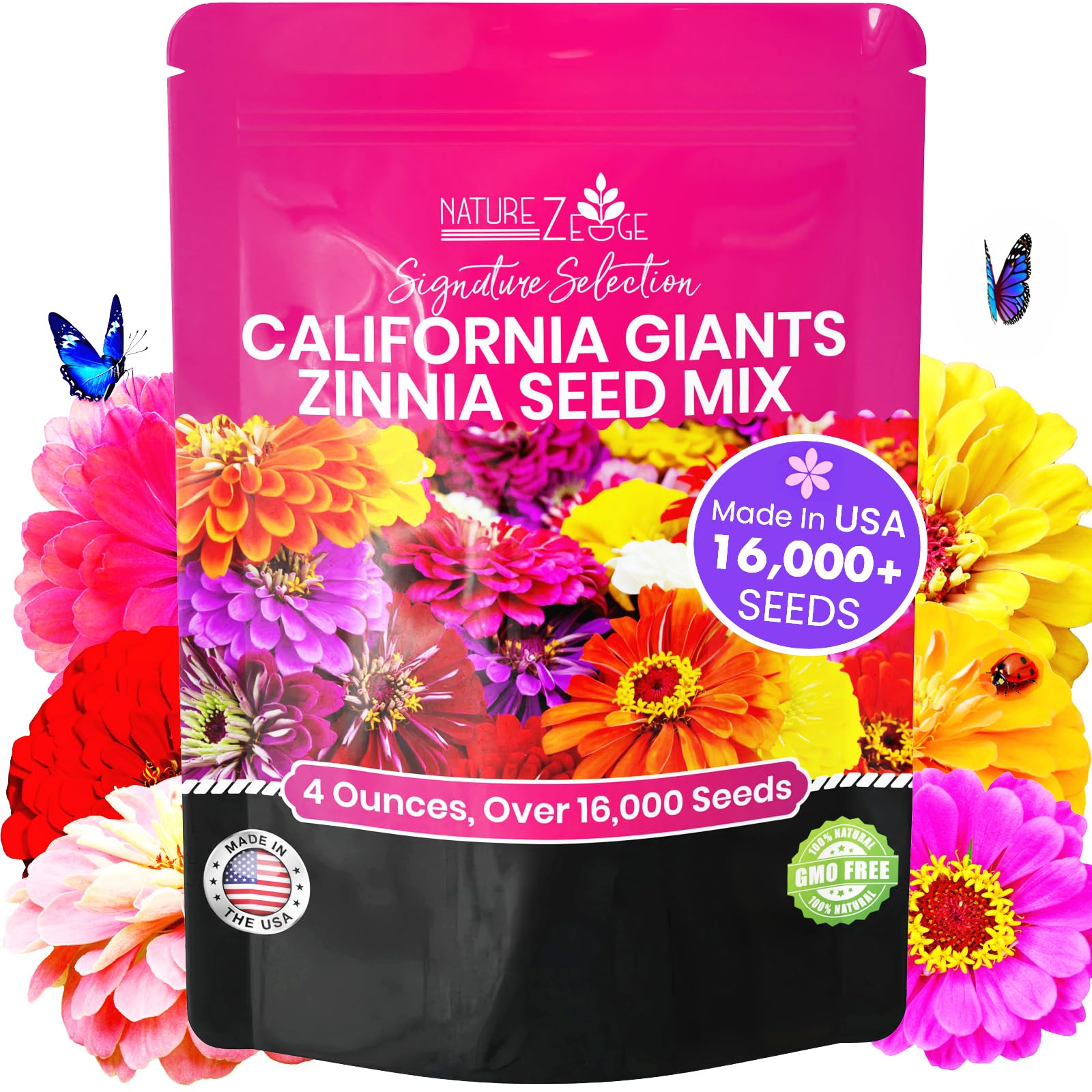 NatureZ Edge California Giants Zinnia Seeds