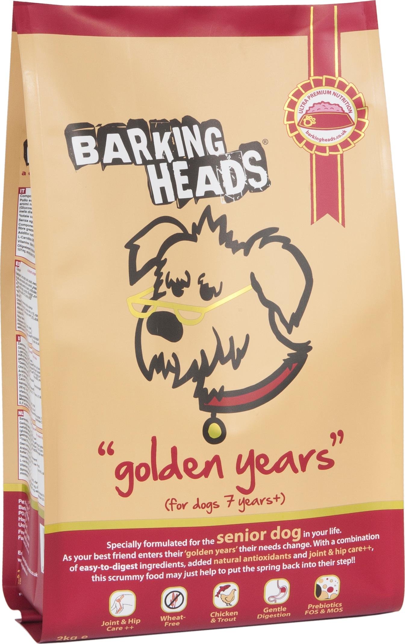 Barking Heads Complete Dry Dog Food 18kg - Senior All Hounder Golden Years Chicken - Natural Senior Recipe with Joint Support - Vet Approved
