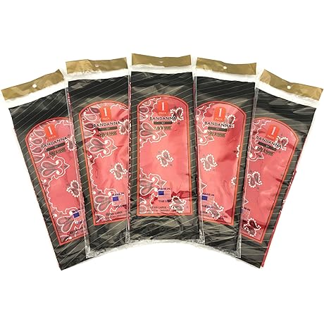[5 Pack] Red MADE IN USA Bandana