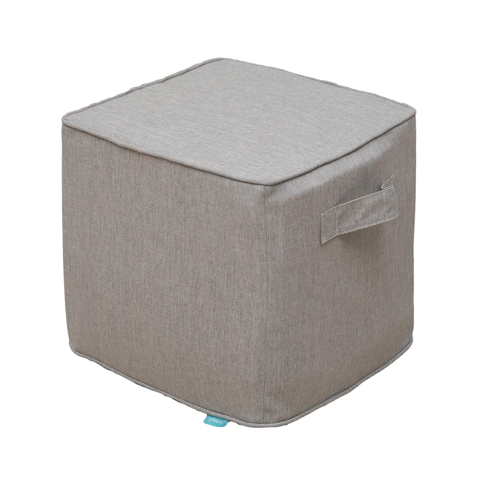 QILLOWAY Inflatable Outdoor Ottoman for Patio, Water Resistant Pouf Cube 16", Inflatable Foot Rest, Outdoor Footstool for Poolside, Garden,Camping, Tan,Grey