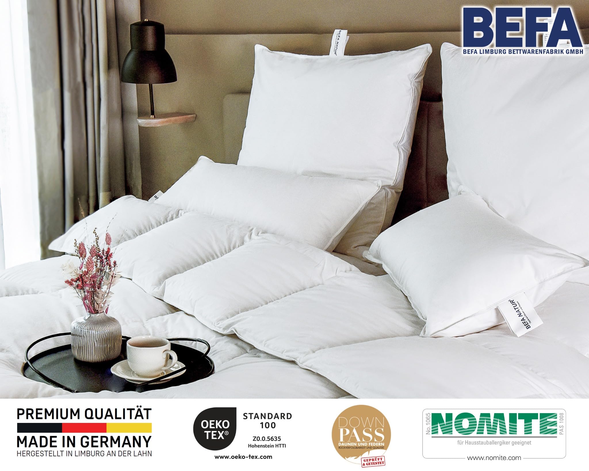 Pack 2 Cuscini In Piuma E Piumino Con Doppio Rivestimento 100% Cotone - Foto 12