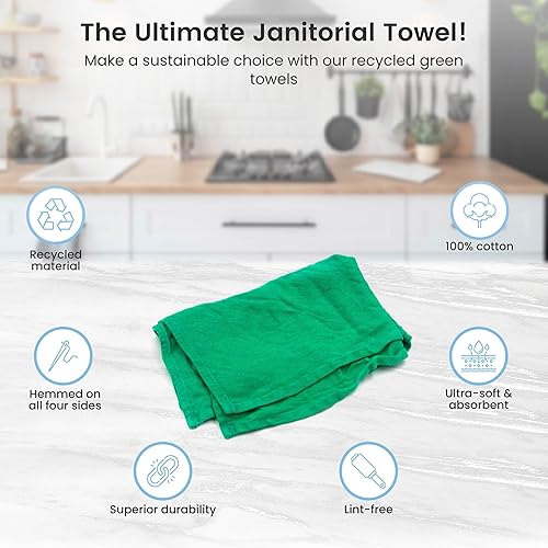 Miniatura 40 de A&A Wiping Cloth Toalleros quirúrgicos/Huck azules reciclados, toallas perfectas que no rayan y no pelan, toallas multiusos, caja de 5 libras