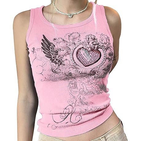 Heart Rhinestone Sleeveless Crop Tank: A Dream for Fashion-Forward E-Girls