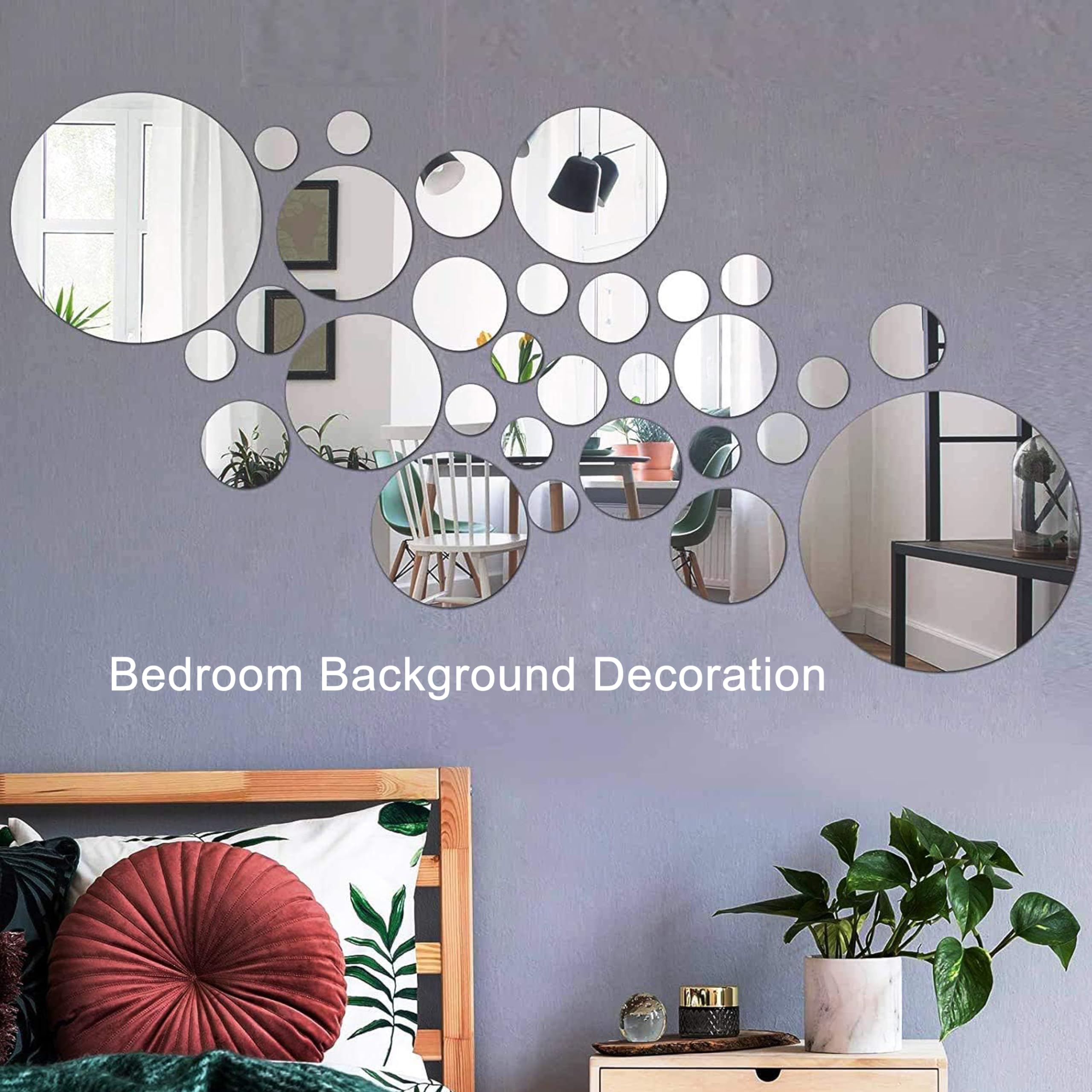 yufana 30 Pièces Miroir Acrylique AdhéSif Autocollant Mural, Miroirs Ronds en Acrylique, Muraux Effet Miroir en Acrylique 3D, Miroir Autocollant, pour Salle de Bain, Cuisine, Salon, Vestiaire(Argent