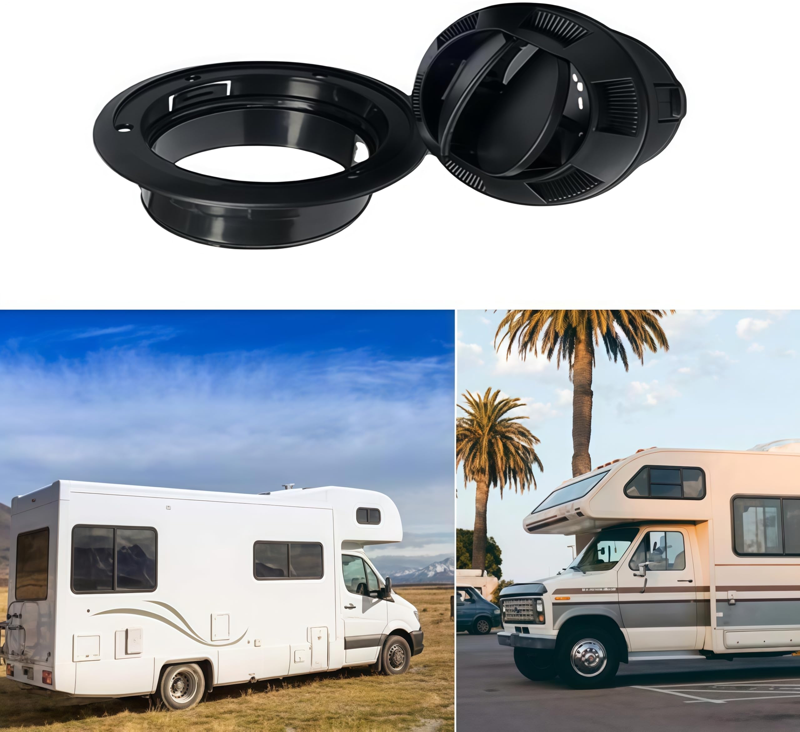 Buse Réglable 360 Buse Climatisation Voiture 75mm - Déflecteur Air Réglable Pour Camping-car, Bus - 2 Pièces Ventilation Adjustable 360