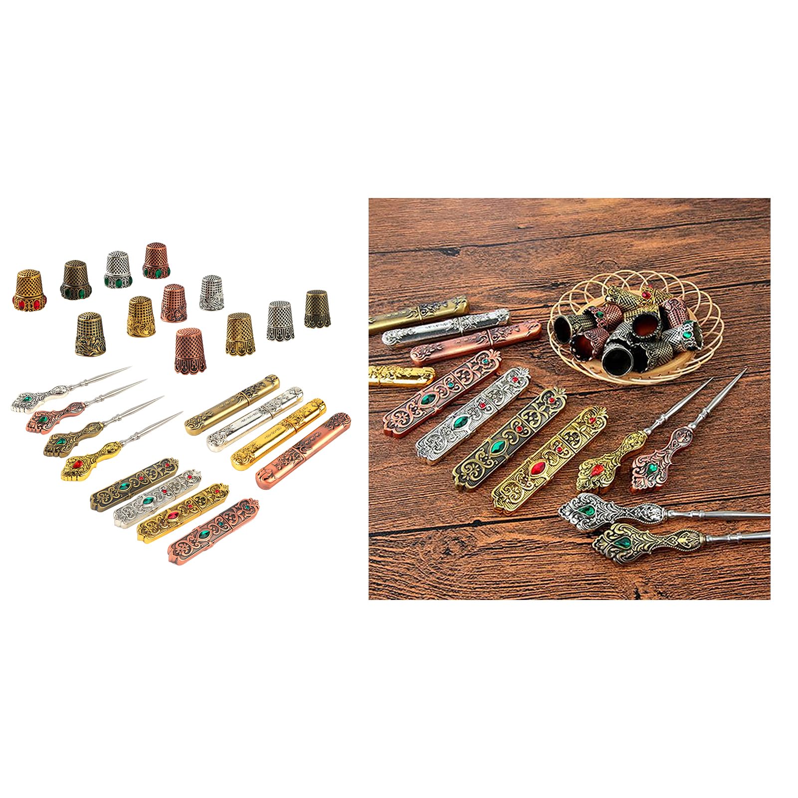 Étui à Aiguilles à Coudre Vintage En Métal - Alliage De Zinc, 18,8 Cm - Pour Rangement Aiguilles, Boutons, Petits Accessoires De Couture