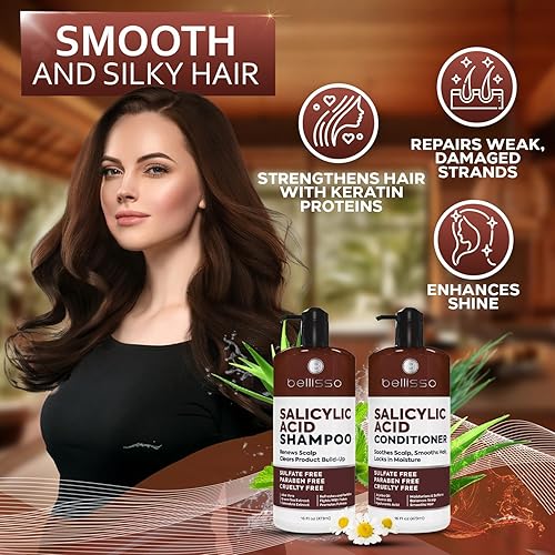 Miniatura 82 de Juego de champú y acondicionador de vinagre de sidra de manzana, detener el cuero cabelludo escamoso y con picazón, sin sulfato y parabenos