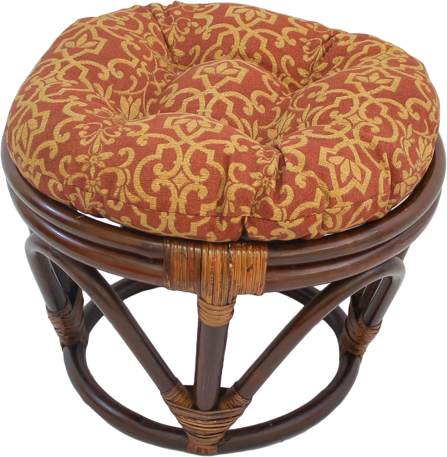 Blazing Needles Round Patterned Spun Polyester Tufted Footstool Cushion, 18", Eastbay Onyx