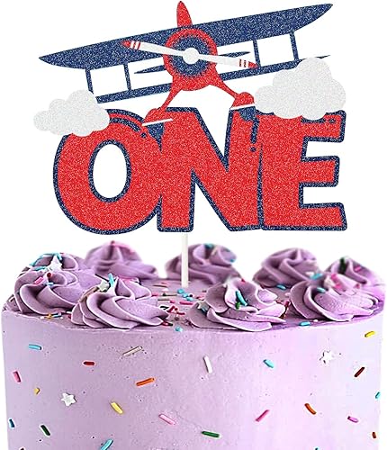 LECAKTO Decoración para tarta, letrero de avión, Oh How Time Flies, decoración de fiesta de primer cumpleaños, decoración de fiesta de primer bebé