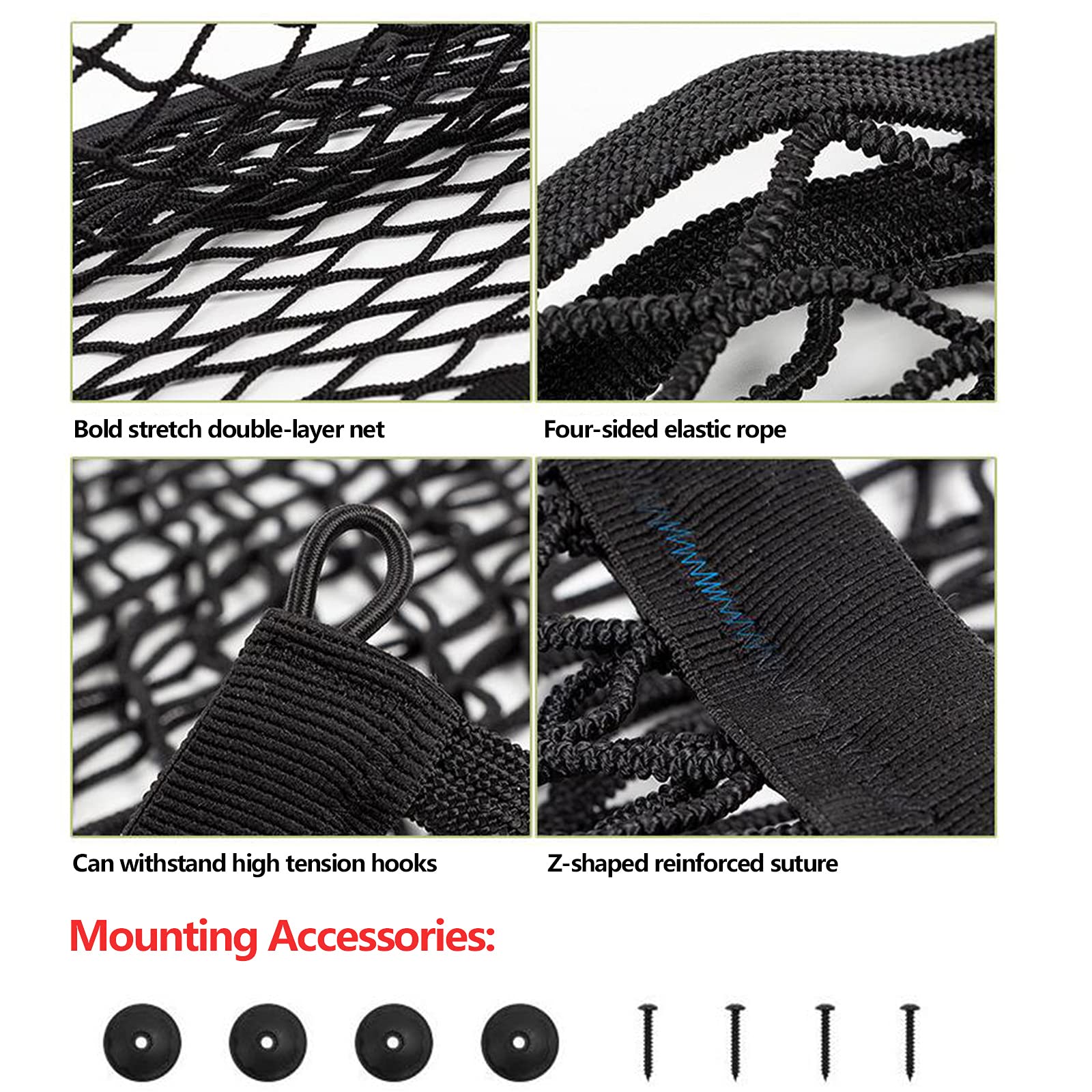 Rete Portaoggetti Auto 70x70cm - Rete Elastica Per Bagagliaio Con Ganci, Universale Per Auto, SUV, Furgoni - Foto 3