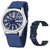 Unisex Military Watches Sport Textile Nylon Strap Stylish Men Watch Luminous Fashion Watches Analog Display Quartz Waterproof Casual Wristwatch
