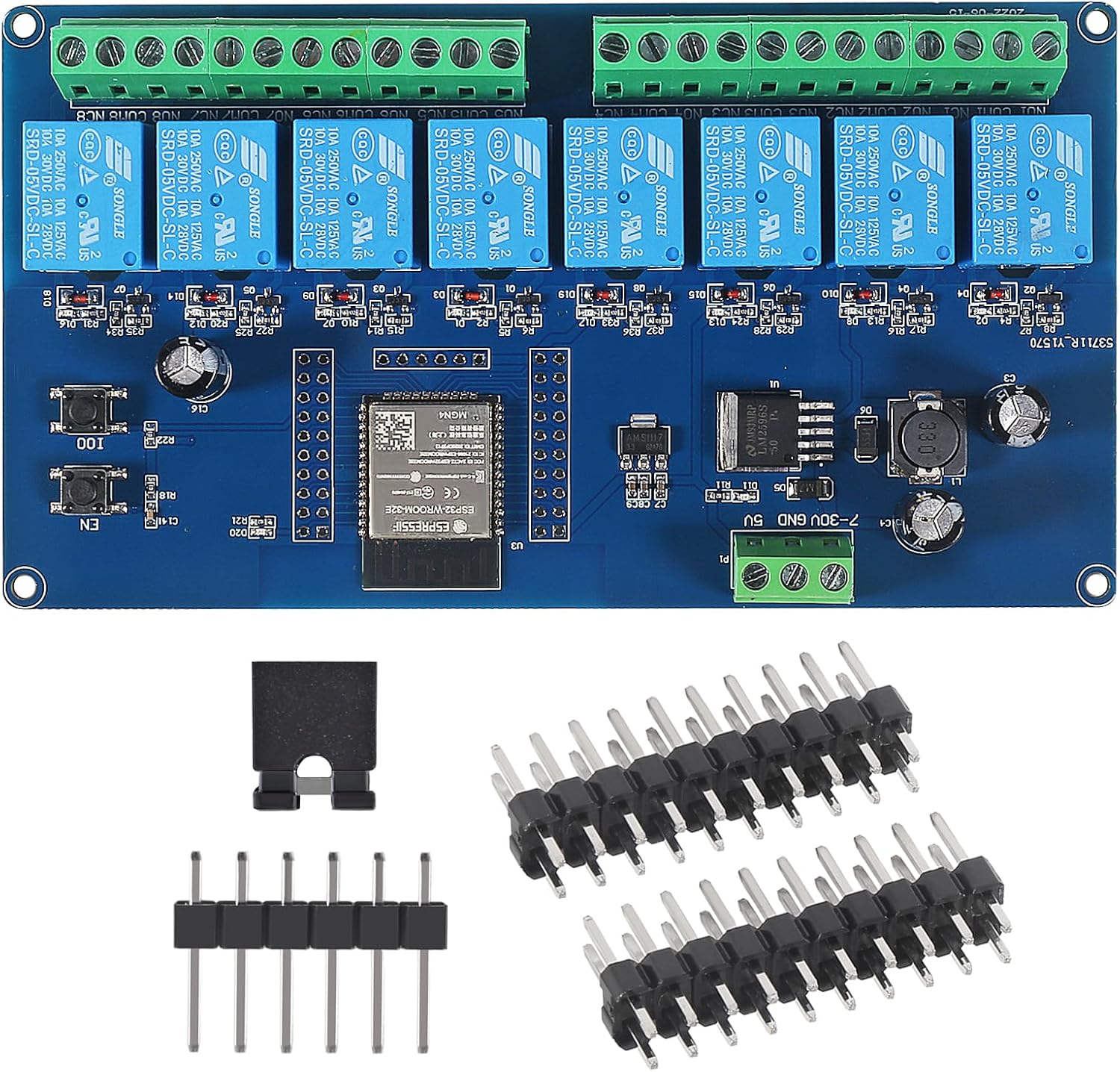 AC/DC Power Supply ESP32 Development Board Programmable Development Board Wireless WiFi 8 Way Channel 5V Relay Module ESP32-WROOM-32E for Arduino 8 Way Channel Relay Module