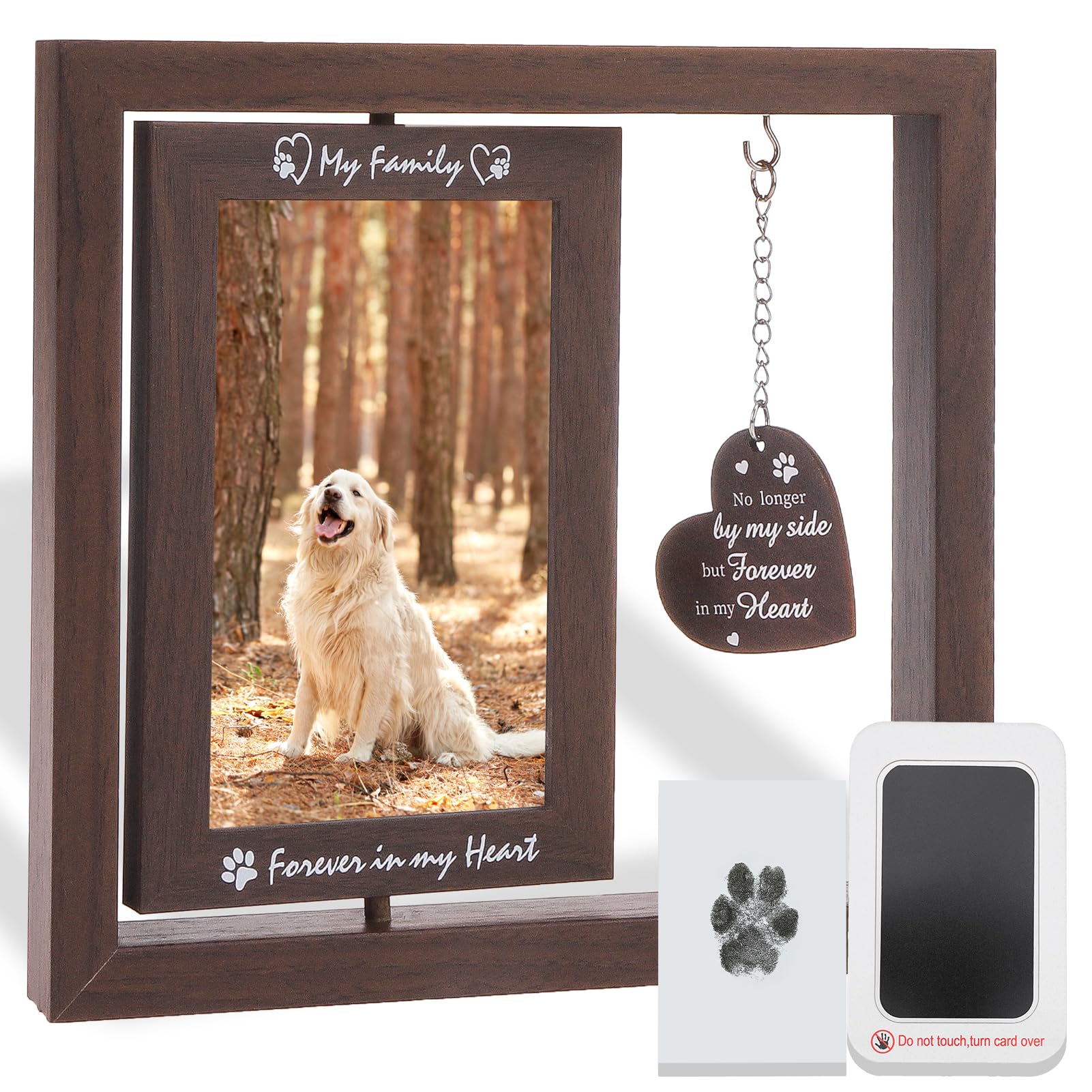 Pet Memorial Picture Frame – 4x6 Photo Frame With Paw Prints, Wooden Keepsake For Cat Or Dog Lovers