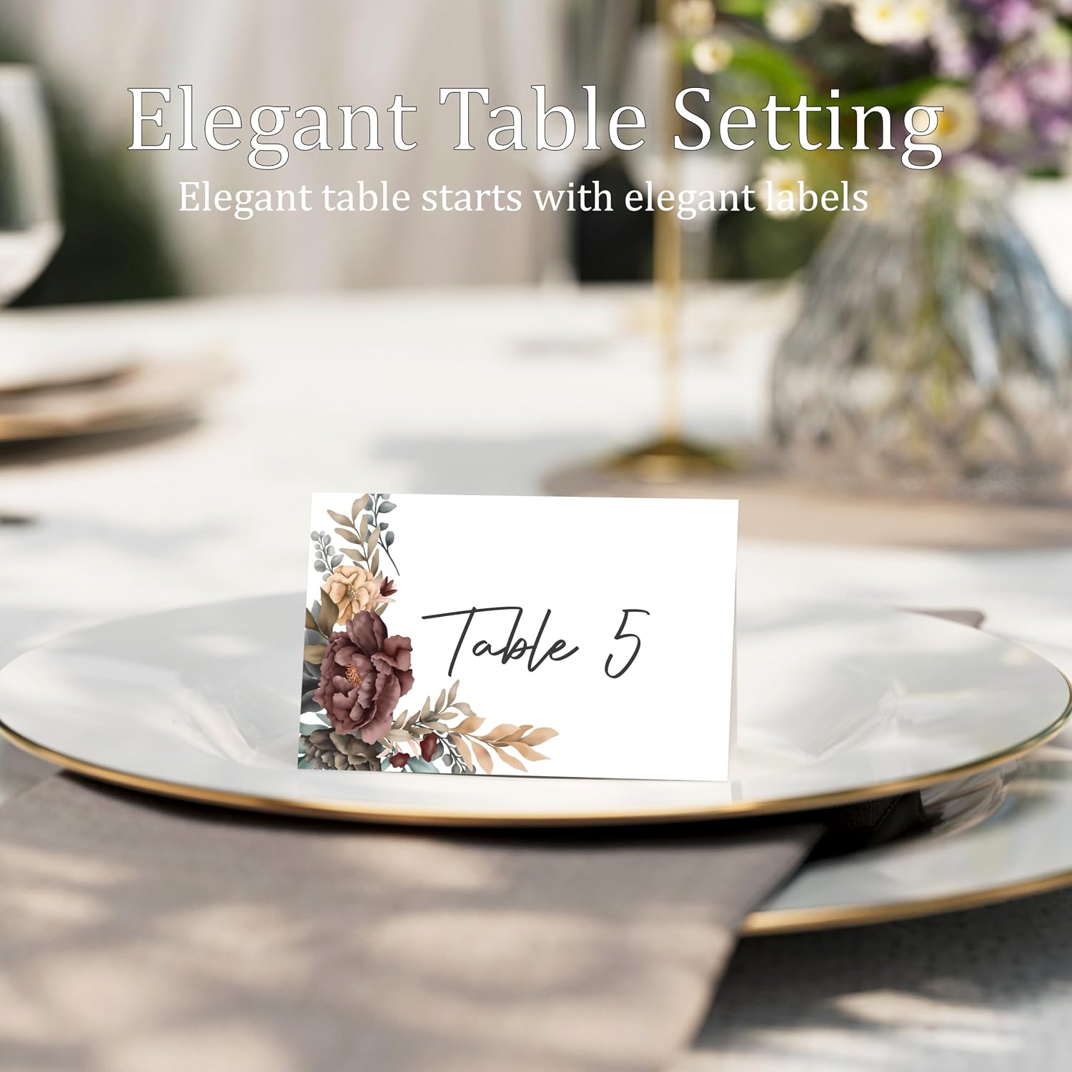 Boho Floral Place Cards for Table Setting, 2 x 3.5" Escort Cards, 25 Watercolor Tent Cards Food Label for Dinner Party, Wedding, Bridal Shower, Baby Shower, Birthday Party Supplies